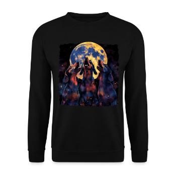 Dackel Hund Heulender Mond - Unisex Pullover - Schwarz - Vorne - Alina (178cm) & Michal (187cm)