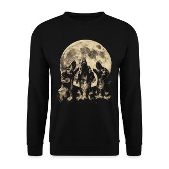Dachshund Dog Howling Moon - Unisex Sweatshirt - black - Front - Alina (178cm) & Michal (187cm)