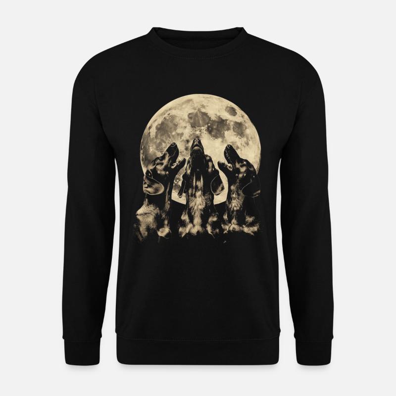 Dackel Hund Heulender Mond - Unisex Pullover - Schwarz