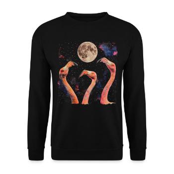 Flamingo Animal Lune Hurlante - Sweat-shirt Unisexe - noir - Devant - Alina (178cm) & Michal (187cm)