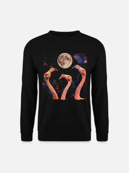 Flamingo Animal Howling Moon - Unisex Sweatshirt - black