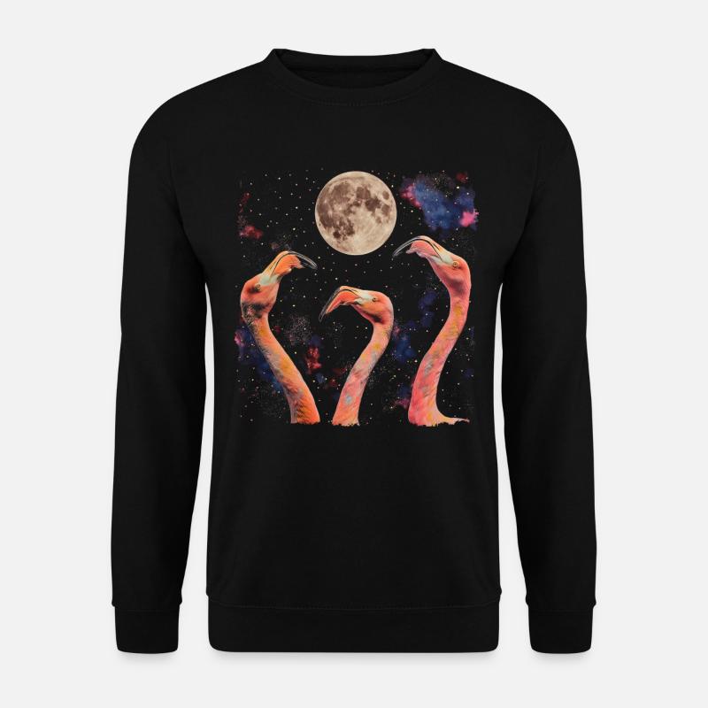 Flamingo Animal Howling Moon - Unisex Sweatshirt - black