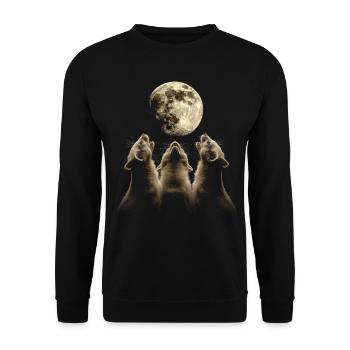 Ferret Pet Howling Moon - Unisex Sweatshirt - black - Front - Alina (178cm) & Michal (187cm)