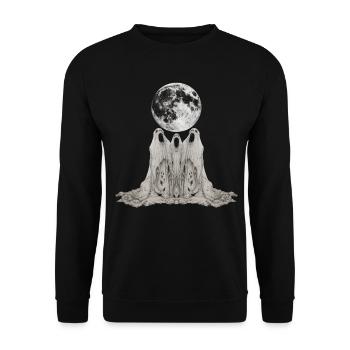 Ghost Halloween Spooky Howling Moon - Unisex Sweatshirt - black - Front - Alina (178cm) & Michal (187cm)