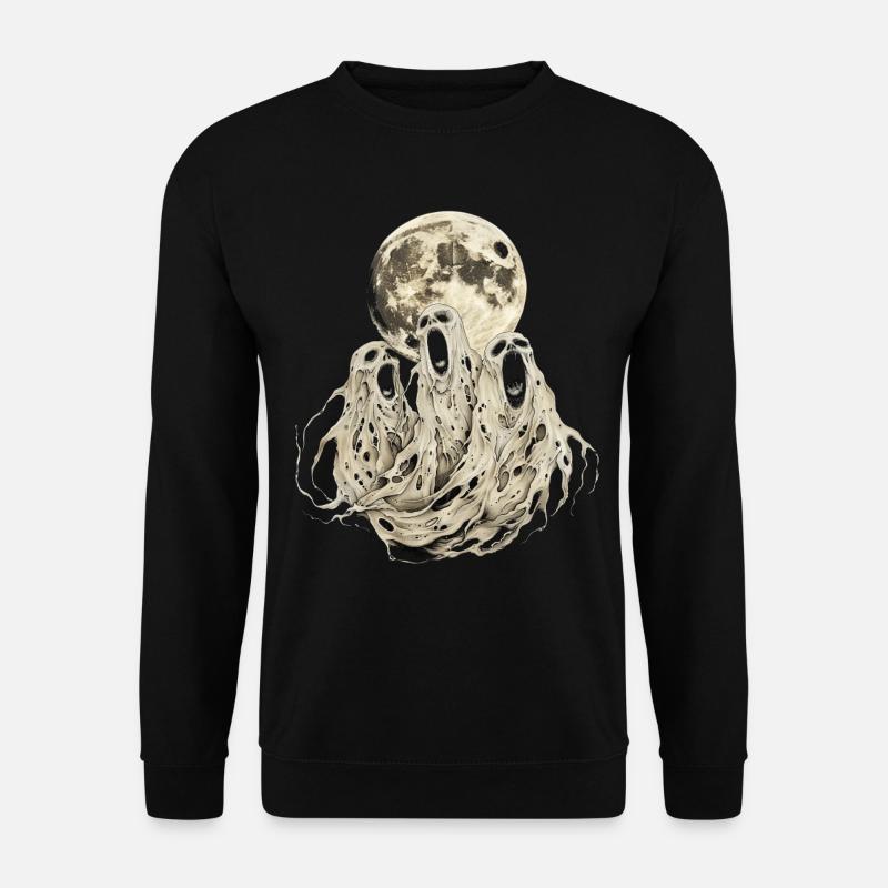 Ghost Halloween Spooky Howling Moon - Unisex Sweatshirt - black