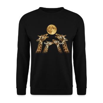 Giraffe Tier Heulender Mond - Unisex Pullover - Schwarz - Vorne - Alina (178cm) & Michal (187cm)