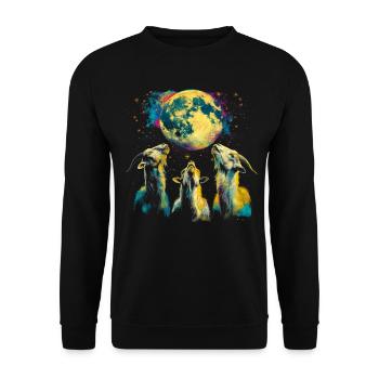 Goat Farm Animal Farmer Howling Moon - Unisex Sweatshirt - black - Front - Alina (178cm) & Michal (187cm)