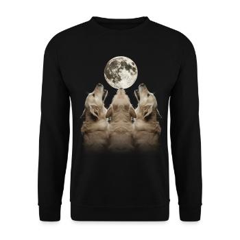 Golden Retriever Dog Howling Moon - Unisex Sweatshirt - black - Front - Alina (178cm) & Michal (187cm)