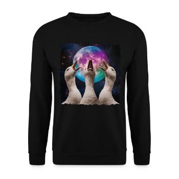 Oie canard lune hurlante - Sweat-shirt Unisexe - noir - Devant - Alina (178cm) & Michal (187cm)