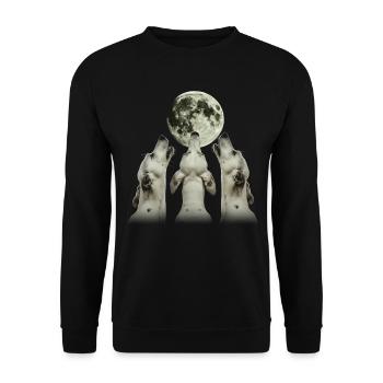 Deutsche Dogge Hund Heulender Mond - Unisex Pullover - Schwarz - Vorne - Alina (178cm) & Michal (187cm)