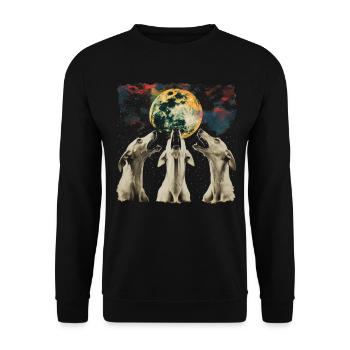 Windhund Hund Heulender Mond - Unisex Pullover - Schwarz - Vorne - Alina (178cm) & Michal (187cm)