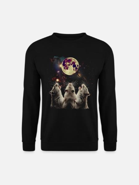 Hamster Hammy Pet Howling Moon - Unisex Sweatshirt - black
