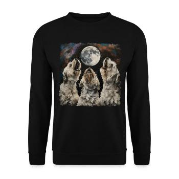 Havaneser Hund Heulender Mond - Unisex Pullover - Schwarz - Vorne - Alina (178cm) & Michal (187cm)