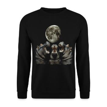Hippopotamus Hippopotamus Howling Moon - Unisex Sweatshirt - black - Front - Alina (178cm) & Michal (187cm)