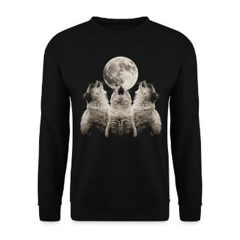 Himalayakatze Heulender Mond - Unisex Pullover - Schwarz - Vorne - Alina (178cm) & Michal (187cm)