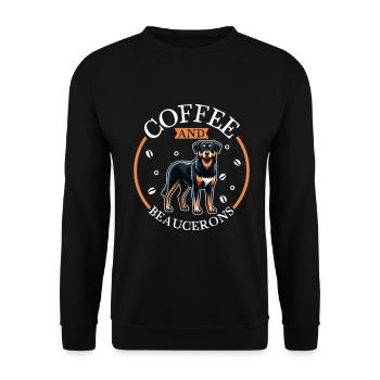 Kaffee und Beauceron - Unisex Pullover - Schwarz - Vorne - Alina (178cm) & Michal (187cm)