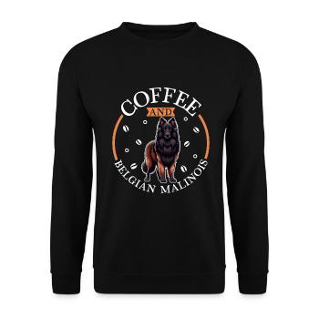 Coffee and Belgian Shepherd - Unisex Sweatshirt - black - Front - Alina (178cm) & Michal (187cm)