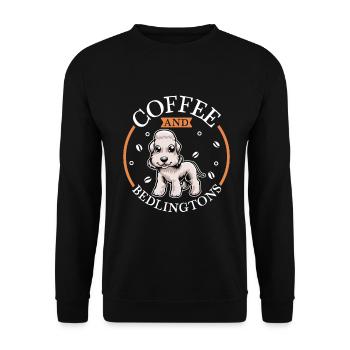 Coffee and Bedlington Terrier - Unisex Sweatshirt - black - Front - Alina (178cm) & Michal (187cm)
