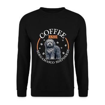 Café et chien de berger de Bergame - Sweat-shirt Unisexe - noir - Devant - Alina (178cm) & Michal (187cm)