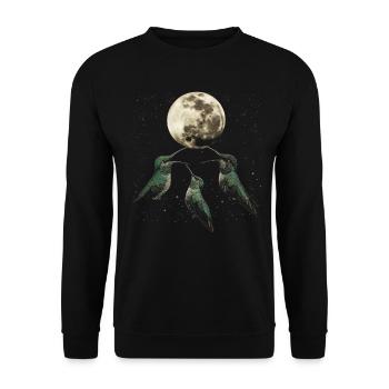 colibri oiseau lune hurlante - Sweat-shirt Unisexe - noir - Devant - Alina (178cm) & Michal (187cm)