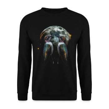 Kolibri Vogel Heulender Mond - Unisex Pullover - Schwarz - Vorne - Alina (178cm) & Michal (187cm)