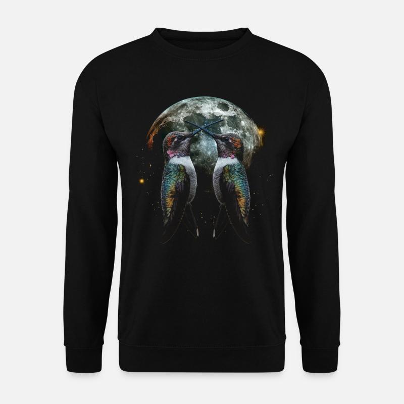 Kolibri Vogel Heulender Mond - Unisex Pullover - Schwarz