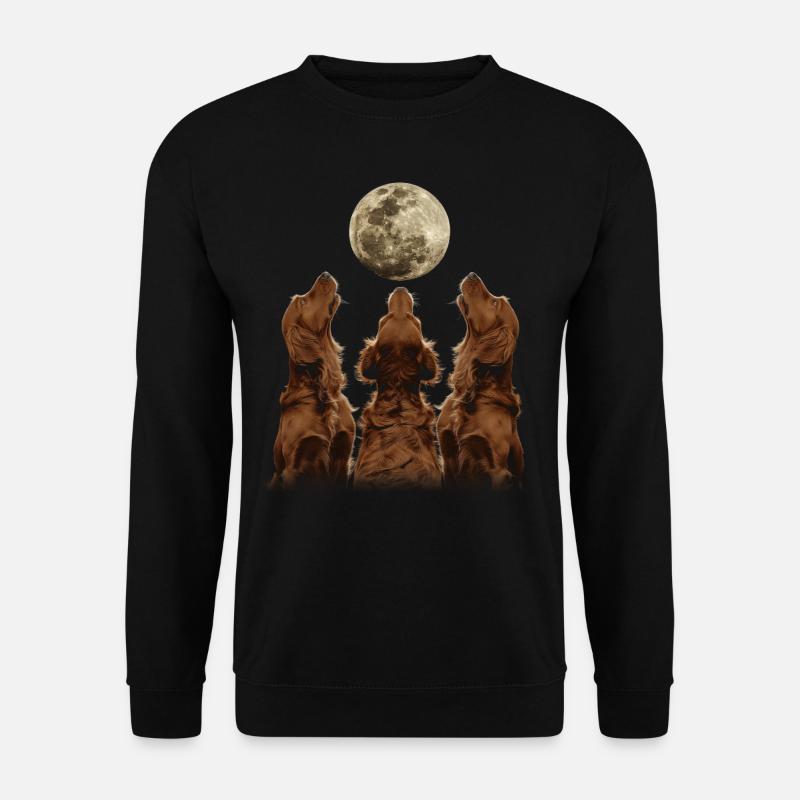 Irish Setter Dog Howling Moon - Unisex Sweatshirt - black