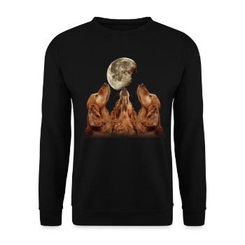 Irish Setter Hund Heulender Mond - Unisex Pullover - Schwarz - Vorne - Alina (178cm) & Michal (187cm)