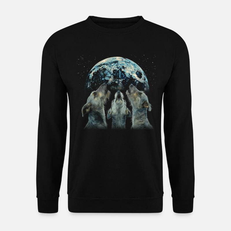 Irish Wolfhound Dog Howling Moon - Unisex Sweatshirt - black