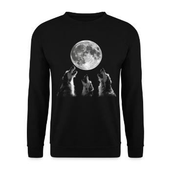 Irischer Wolfshund Hund Heulender Mond - Unisex Pullover - Schwarz - Vorne - Alina (178cm) & Michal (187cm)