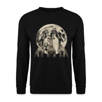 Italienischer Windhund Hund Heulender Mond - Unisex Pullover - Schwarz - Vorne - Alina (178cm) & Michal (187cm)