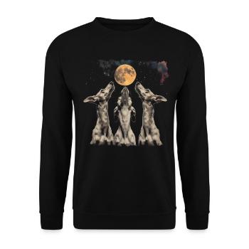 Italienischer Windhund Hund Heulender Mond - Unisex Pullover - Schwarz - Vorne - Alina (178cm) & Michal (187cm)