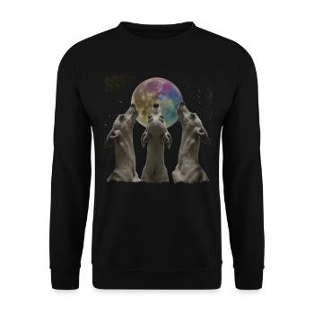 Italienischer Windhund Hund Heulender Mond - Unisex Pullover - Schwarz - Vorne - Alina (178cm) & Michal (187cm)