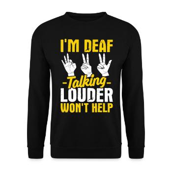 Deaf Pride ASL Gebärdensprache - Unisex Pullover - Schwarz - Vorne - Alina (178cm) & Michal (187cm)
