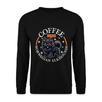 Café et chien d’élan norvégien - Sweat-shirt Unisexe - noir - Devant - Alina (178cm) & Michal (187cm)