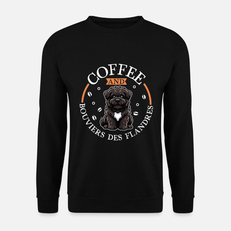 Kaffee und Bouvier des Flandres - Unisex Pullover - Schwarz