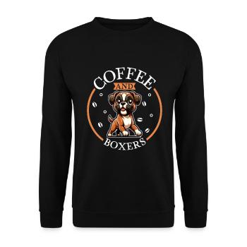 Kaffee und Boxer - Unisex Pullover - Schwarz - Vorne - Alina (178cm) & Michal (187cm)