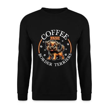 Café et Border Terrier - Sweat-shirt Unisexe - noir - Devant - Alina (178cm) & Michal (187cm)