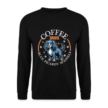 Kaffee und Epagneul Bleu de Picardie - Unisex Pullover - Schwarz - Vorne - Alina (178cm) & Michal (187cm)