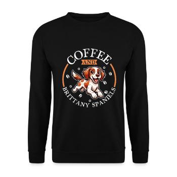 Café et Epagneul Breton - Sweat-shirt Unisexe - noir - Devant - Alina (178cm) & Michal (187cm)