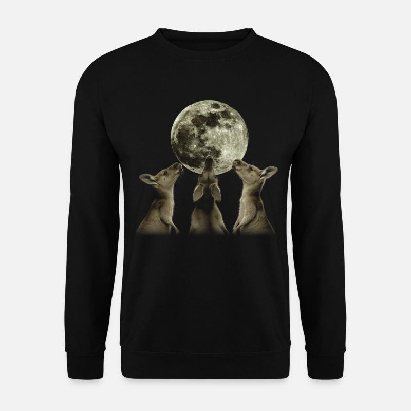 Kangaroo Australia Howling Moon - Unisex Sweatshirt - black