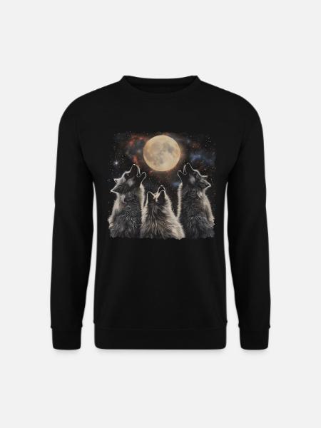 Keeshond Dog Howling Moon - Unisex Sweatshirt - black