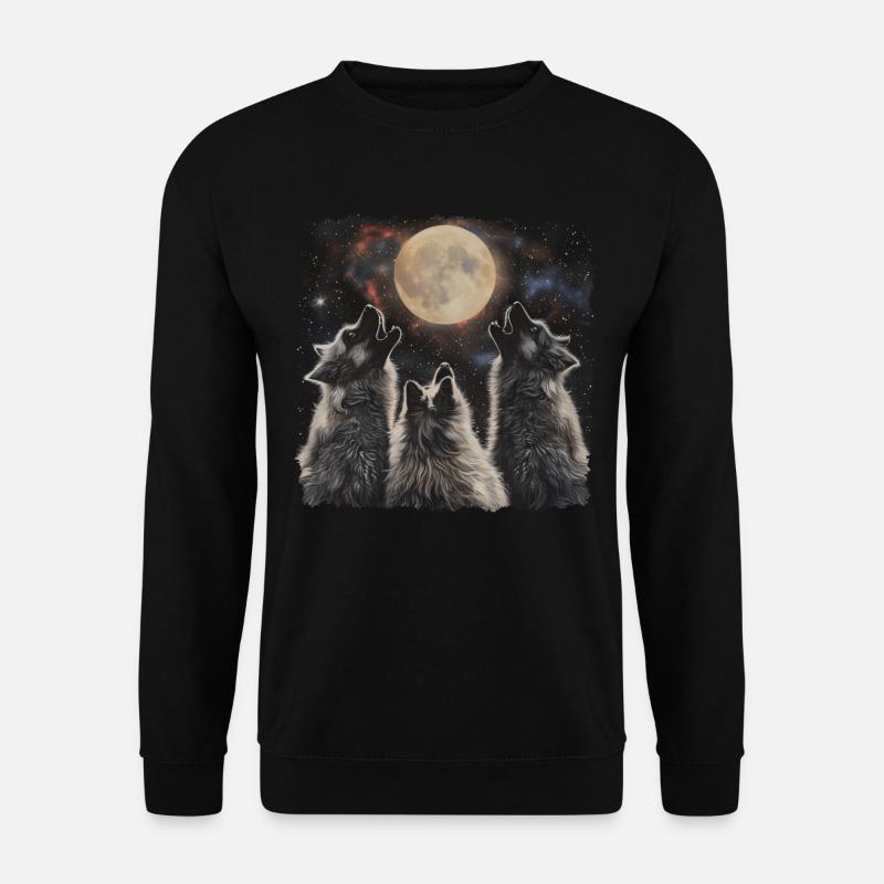 Keeshond Hund Heulender Mond - Unisex Pullover - Schwarz