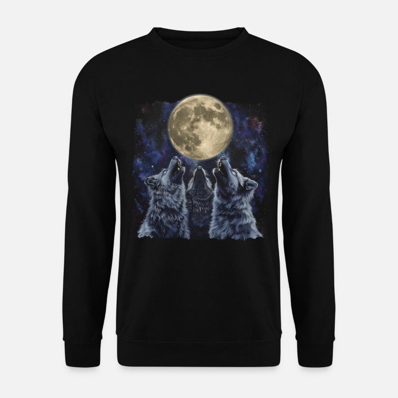 Keeshond Dog Howling Moon - Unisex Sweatshirt - black
