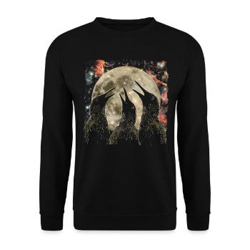 Kiwi Bird New Zealand Howling Moon - Unisex Sweatshirt - black - Front - Alina (178cm) & Michal (187cm)
