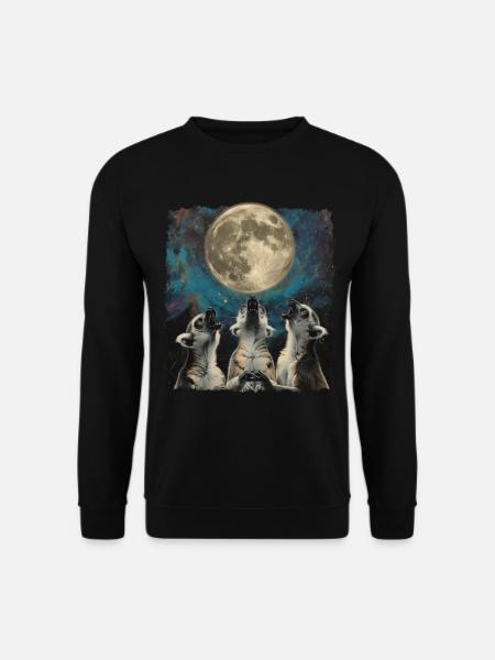 Lemur Ringtail Howling Moon - Unisex Sweatshirt - black