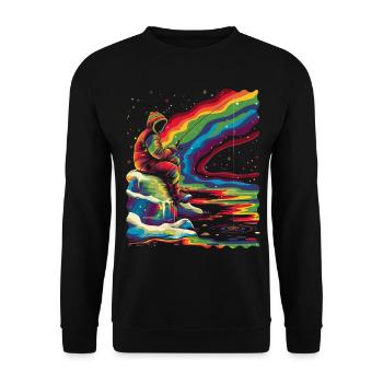 Fishing Fisherman Fisherman Popart - Unisex Sweatshirt - black - Front - Alina (178cm) & Michal (187cm)