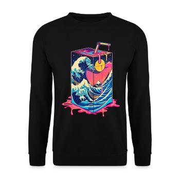Japanese Milk Carton Kawaii Large Wave of Kana - Unisex Sweatshirt - black - Front - Alina (178cm) & Michal (187cm)