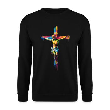 Jesus Cross Christian Pop Art - Unisex Sweatshirt - black - Front - Alina (178cm) & Michal (187cm)