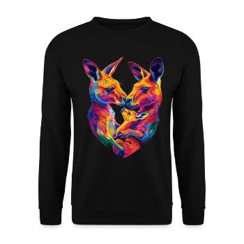 Famille Kangourou Australie Popart - Sweat-shirt Unisexe - noir - Devant - Alina (178cm) & Michal (187cm)